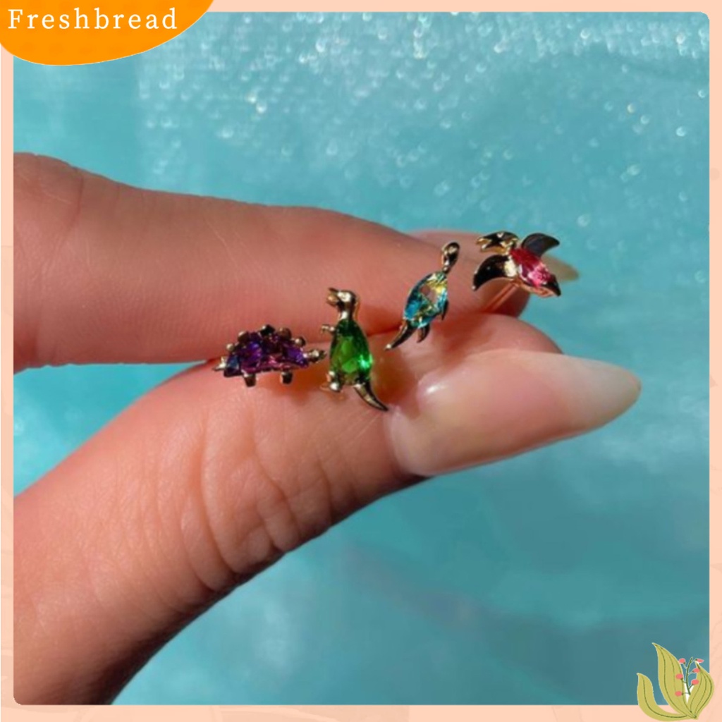 &lt; Freshbread &gt; 1Pc Bentuk Dinosaurus Kecil Wanita Anting Alloy Cubic Zirconia Stud Earring Perhiasan Aksesori