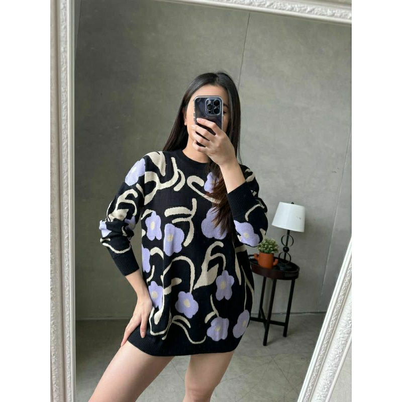 KARA OVERSIZE TOPS - ATASAN RAJUT WANITA