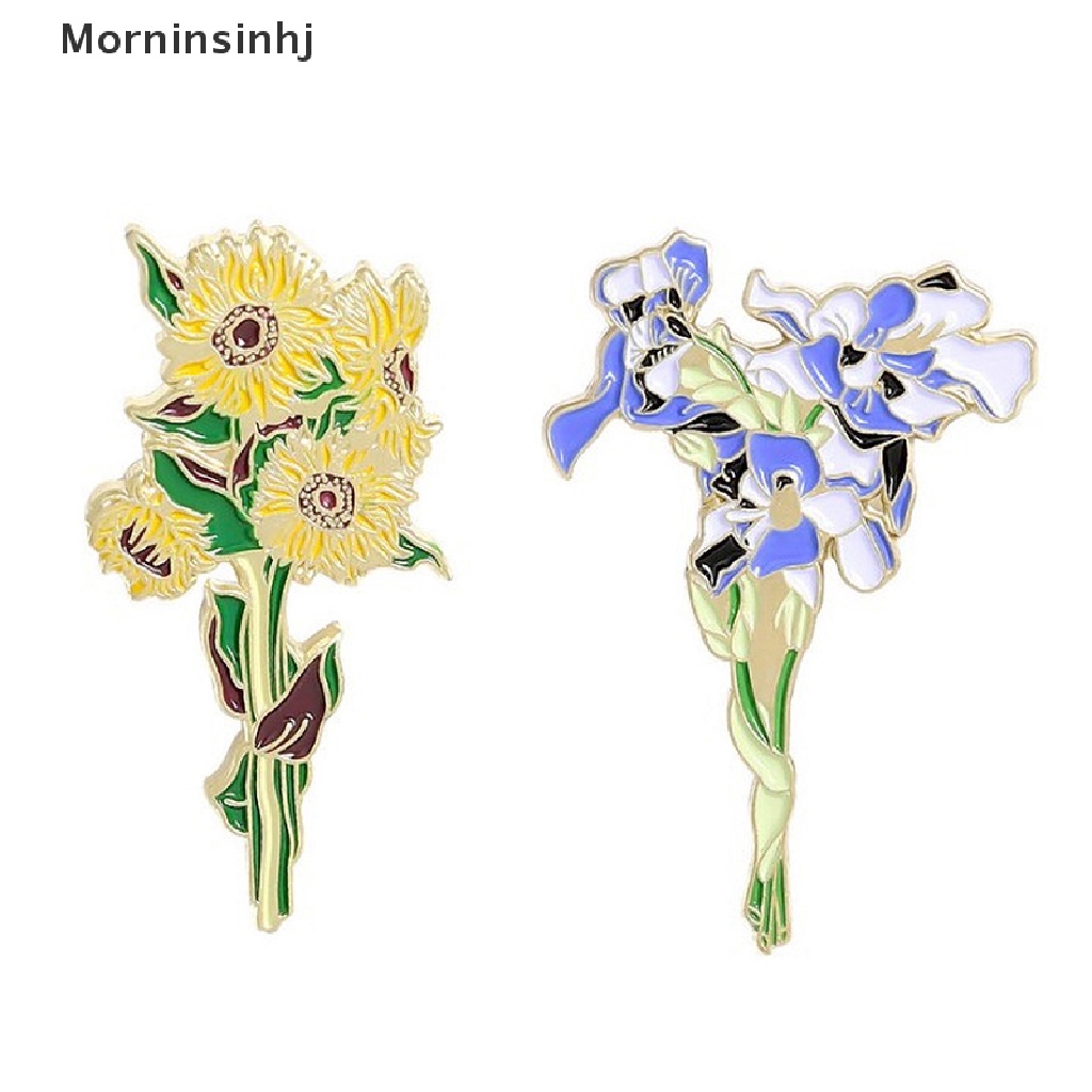 Mornin Kerah Pin Lencana Van Gogh Bunga Matahari Iris Bros Bunga Topi Pin Logam Untuk Pakaian Enamel Pin Lencana Untuk Ransel Hadiah Untuk Wanita id