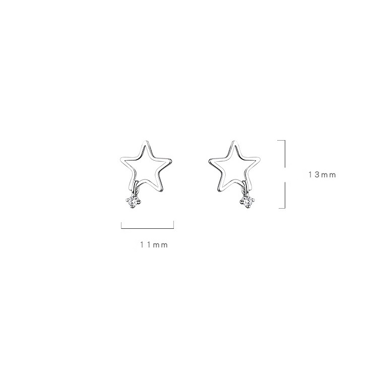 Goldkingdom Aksesoris Perhiasan Fashion Ready Stock Anting Bintang Bergerak Berlapis Perak Dilubangi-out Anting Segi Lima Anting Earrings Perempuan