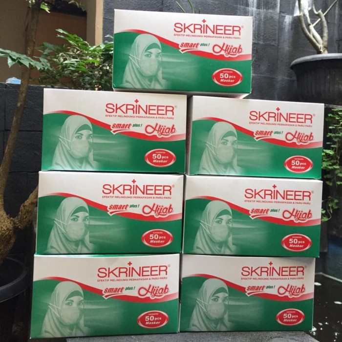 TERMURAH Original SKRINEER Masker Medis Hijab Headloop 3ply isi 50pcs