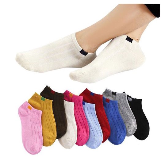 BAJ Kaos Kaki Warna Garis Pendek Semata Kaki Kaos Kaki Polos Fashion Ankle Cute SS224