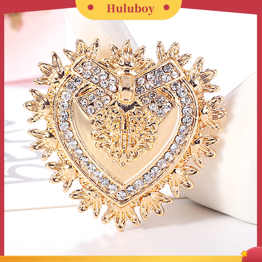 {Ready Stock} Lapel Pin Aksesoris Pakaian Elegan Portable Cinta Hati Mata Hias Berlian Imitasi Bros Pin Untuk Pesta