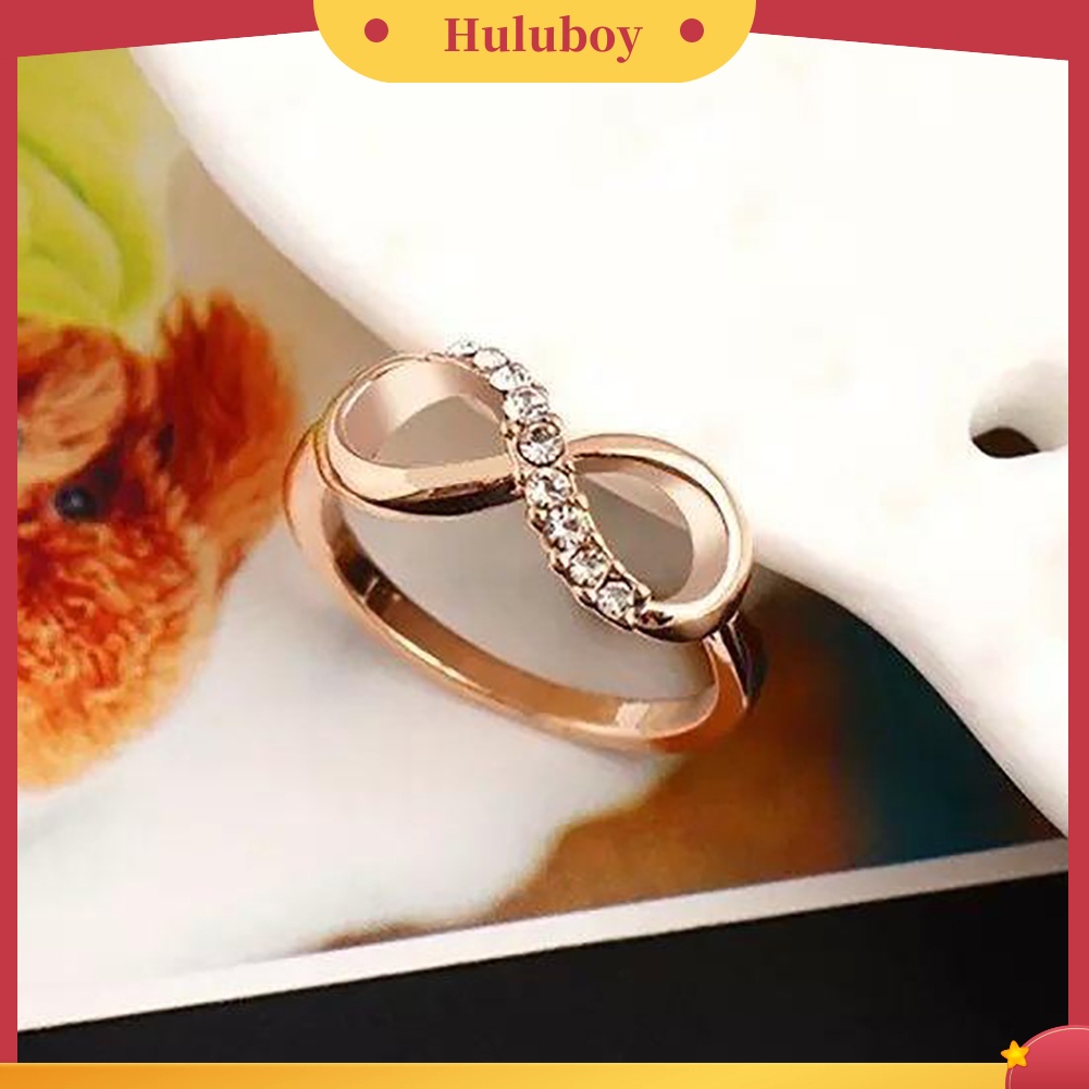 {Ready Stock} Mewah8 Infinity Zirkon Bertatahkan Cincin Pernikahan Pesta Malam Wanita Jari Perhiasan