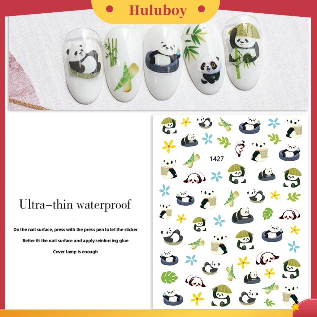 {In Stock} Desain Daun Panda Lucu Stiker Kuku Tempel Dekoratif Mudah Perekat DIY Kertas Nail Art Stiker Perlengkapan Kuku