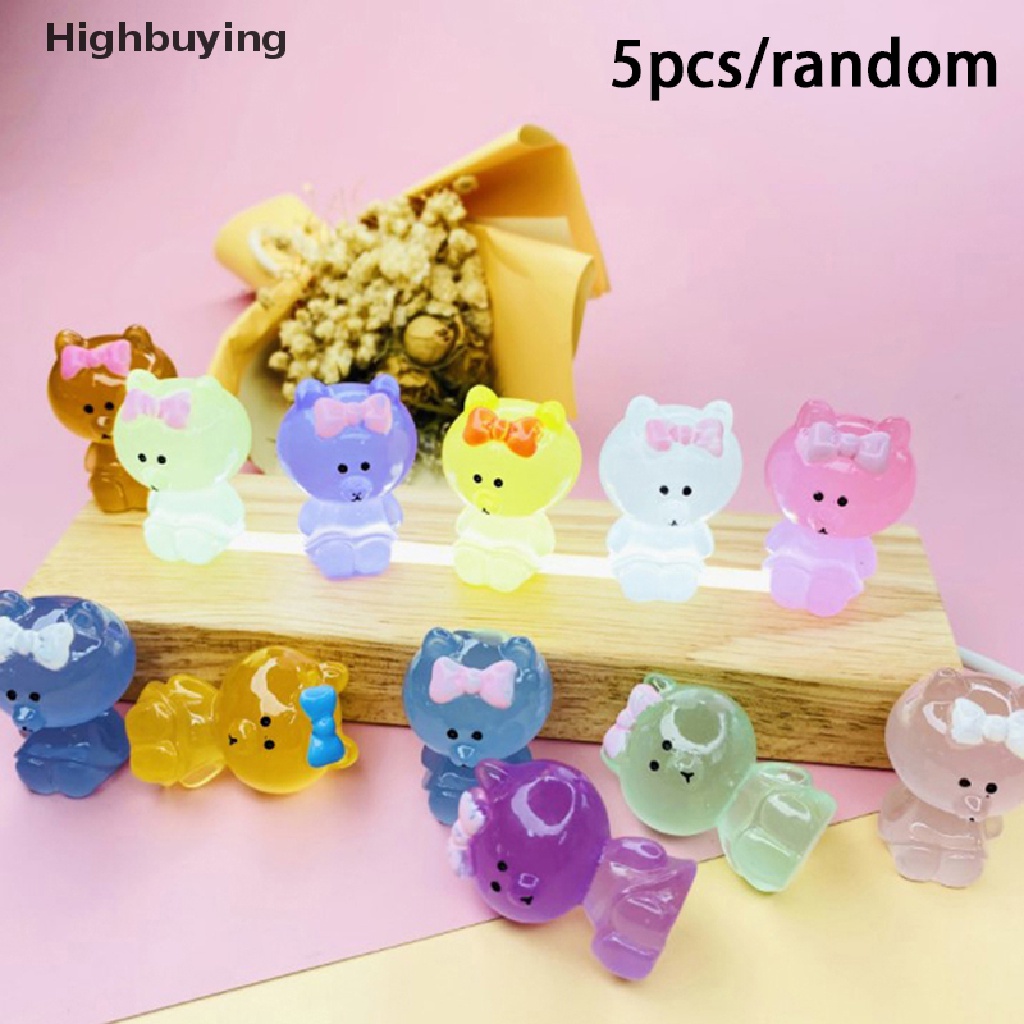 Hbid 5pcs Patung Mini Bercahaya Glow In The Dark Mainan Boneka Angka Ornamen Micro-Landscape Set Resin Craf Glory