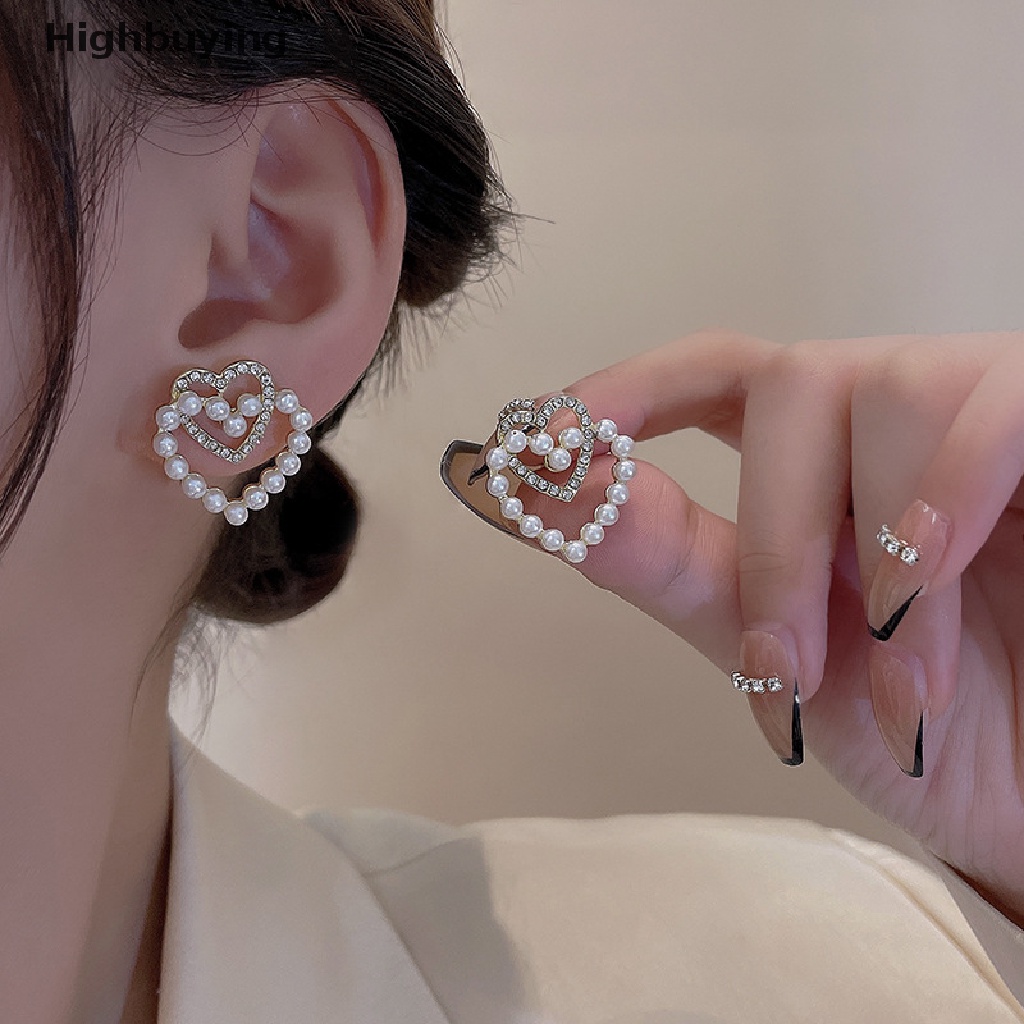 Hbid Anting Mutiara Hati Pernyataan Emas Temperamen Anting Perhiasan Hadiah Menghias Glory