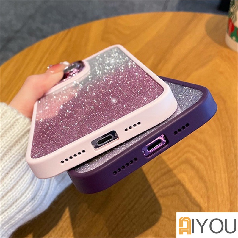 IPHONE Casing Ponsel Bling Glitter Gradasi Mewah Untuk Iphone14 13 12 11 Pro Max Plus Bumper Shockproof Pelindung Lensa Cases Cover