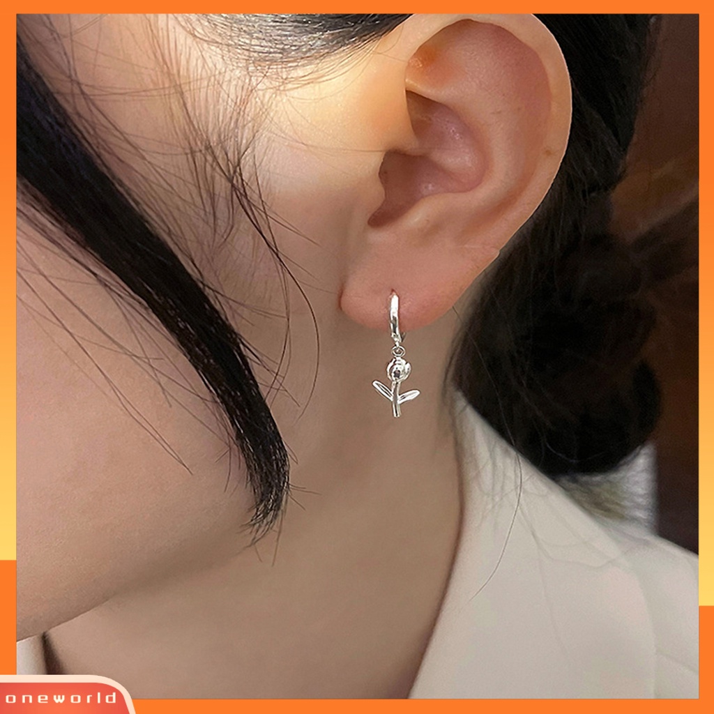 [OWR] 1pc Drop Earring Geometri Liontin High Gloss Electroplating Menawan Mewah Dekorasi Hypoallergenic Tulip Huggie Hoop Earring Perhiasan Aksesori