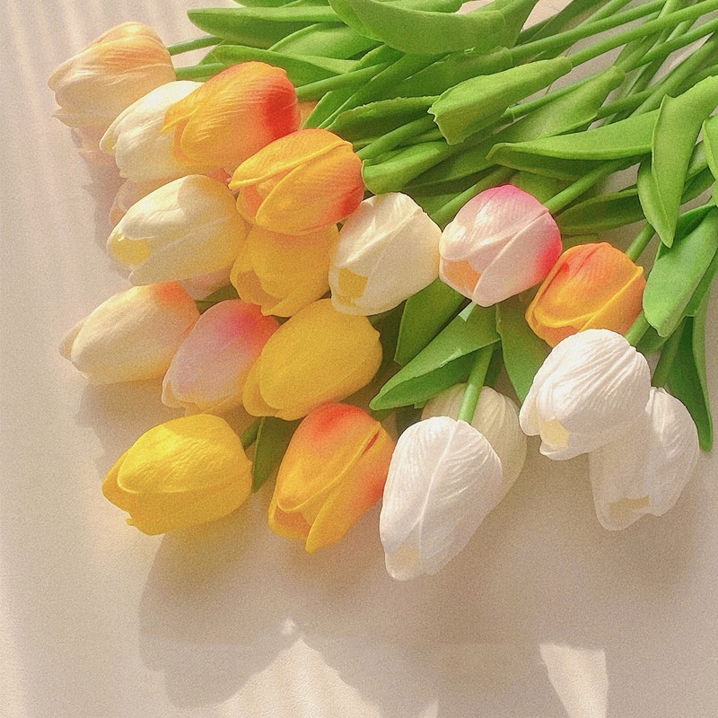 [Harga Grosir] 1Pc 34cm Multicolor Tulip Bunga Buatan Sentuhan Nyata Hias Bunga Palsu Pegang Buket PU Simulasi Tulip Untuk Dekorasi Rumah Pesta Pernikahan