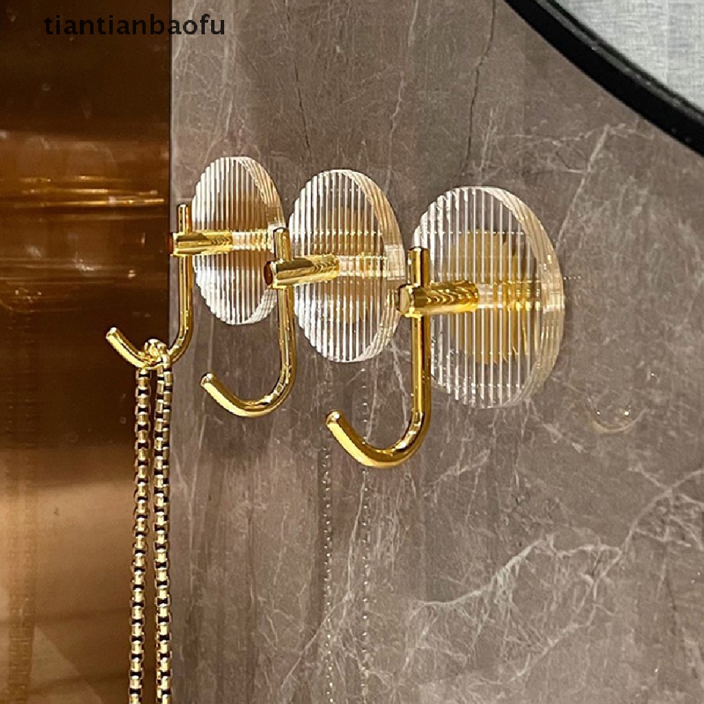 [tiantianbaofu] 1pc Kait Dinding Akrilik Perekat Kuat Handuk Ada Pelubang Kunci Pintu Tas Pemegang Butik