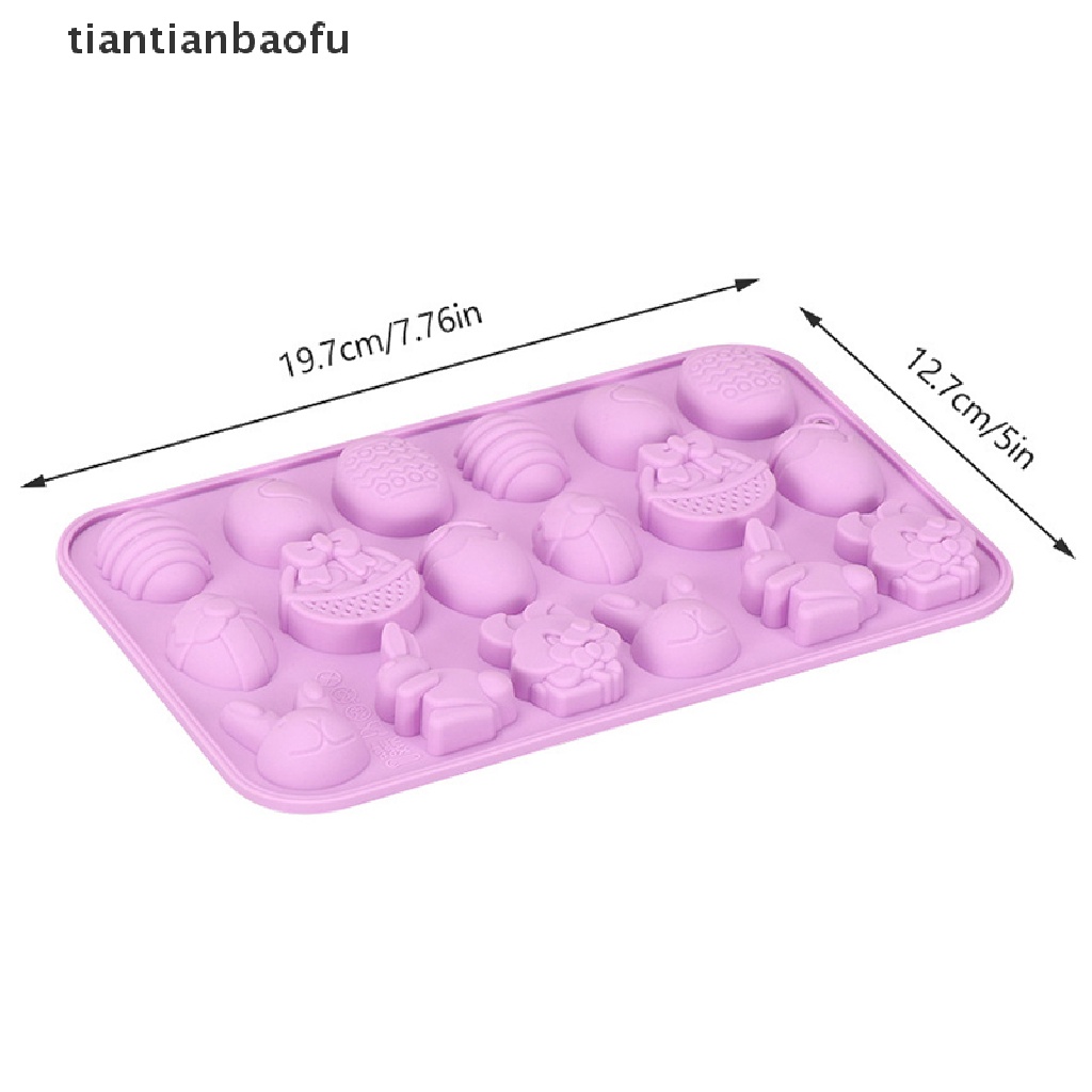 [tiantianbaofu] Cetakan Silikon Paskah Kelinci Berwarna Telur Cetakan Kue Coklat Dekorasi Liburan Alat Baking Cetakan Sabun Manual Chocolates Mold Butik