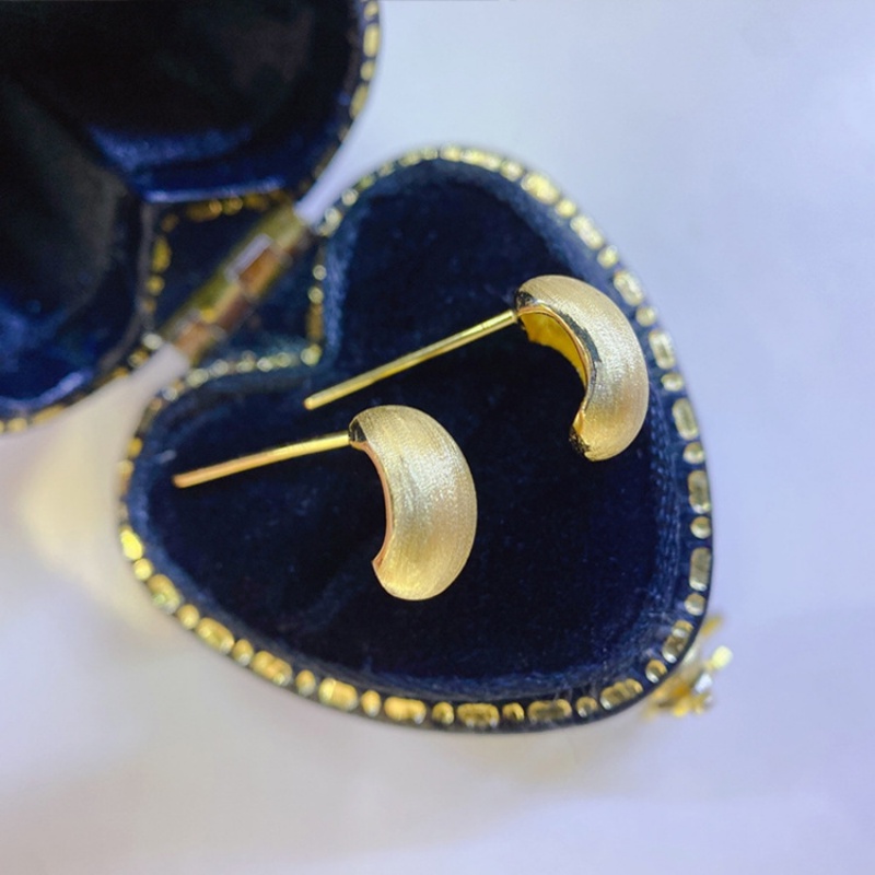 Goldkingdom Aksesoris Perhiasan Fashion Ready Stock Anting Stud Kain Sikat Tangan Itali Dengan Anting Glossy Lapis Emas