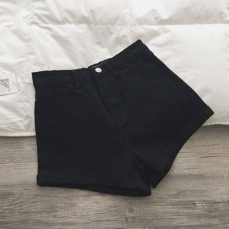 Red 2023 musim panas gaya baru pakaian luar tipis warna solid retro pinggang tinggi digulung tepi celana pendek denim wanita versi Korea slim hot pants