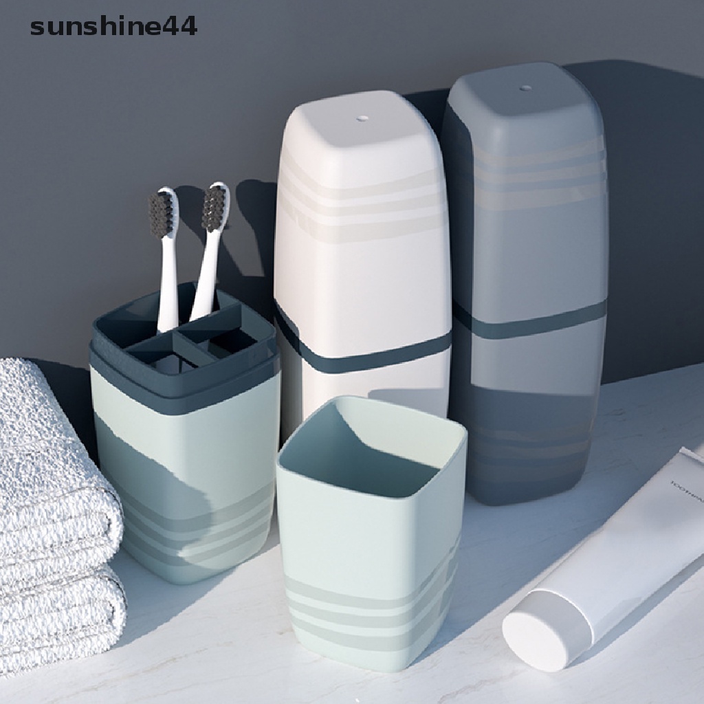 Sunshine Portable Wash Cup Toothbrush Cup Gelas Kumur Gelas Sikat Gigi Set Rumah Tangga Tooth Cylinder Cup Toothbrush Toothpaste Kotak Penyimpanan ID