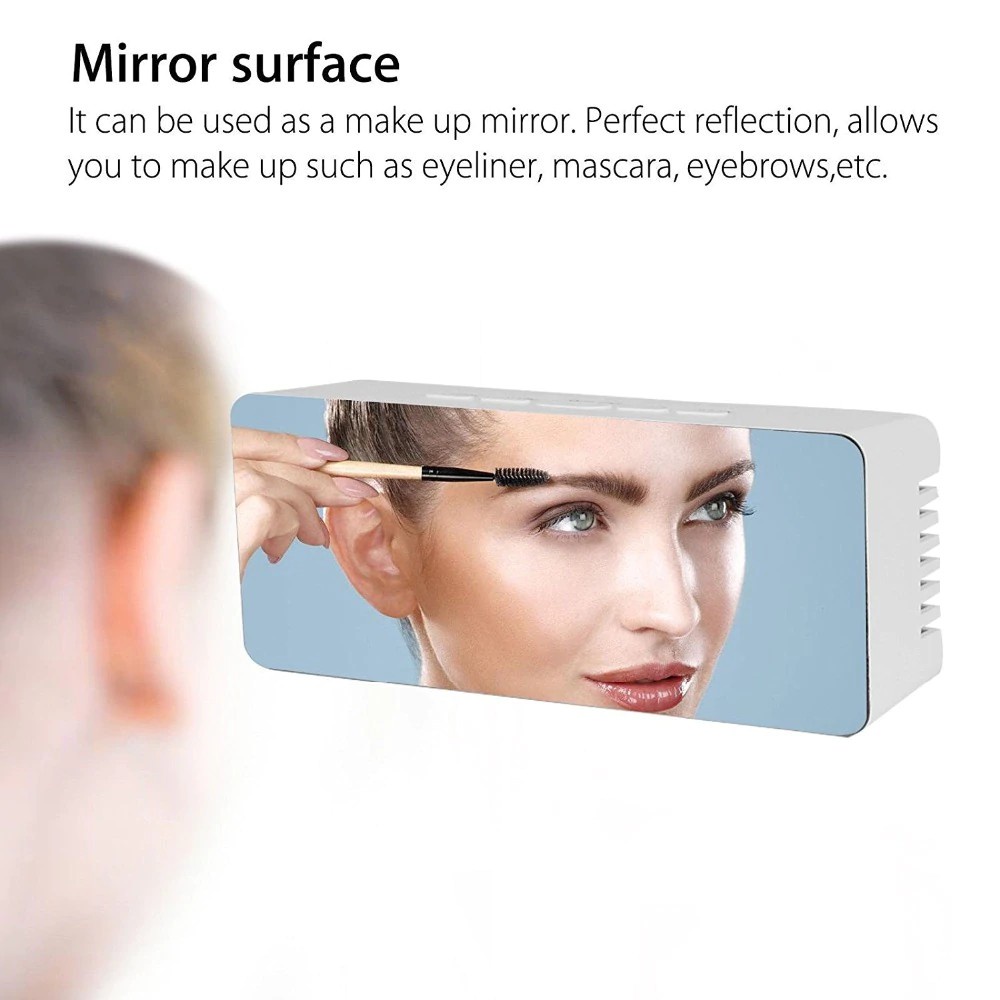 209 LED Mirror Alarm Clock Digital Snooze With Temperature Display