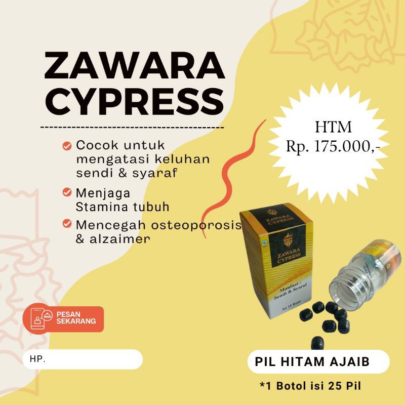 Zawara cypress pil hitam ajaib 1 botol isi 25 pil original malaysia