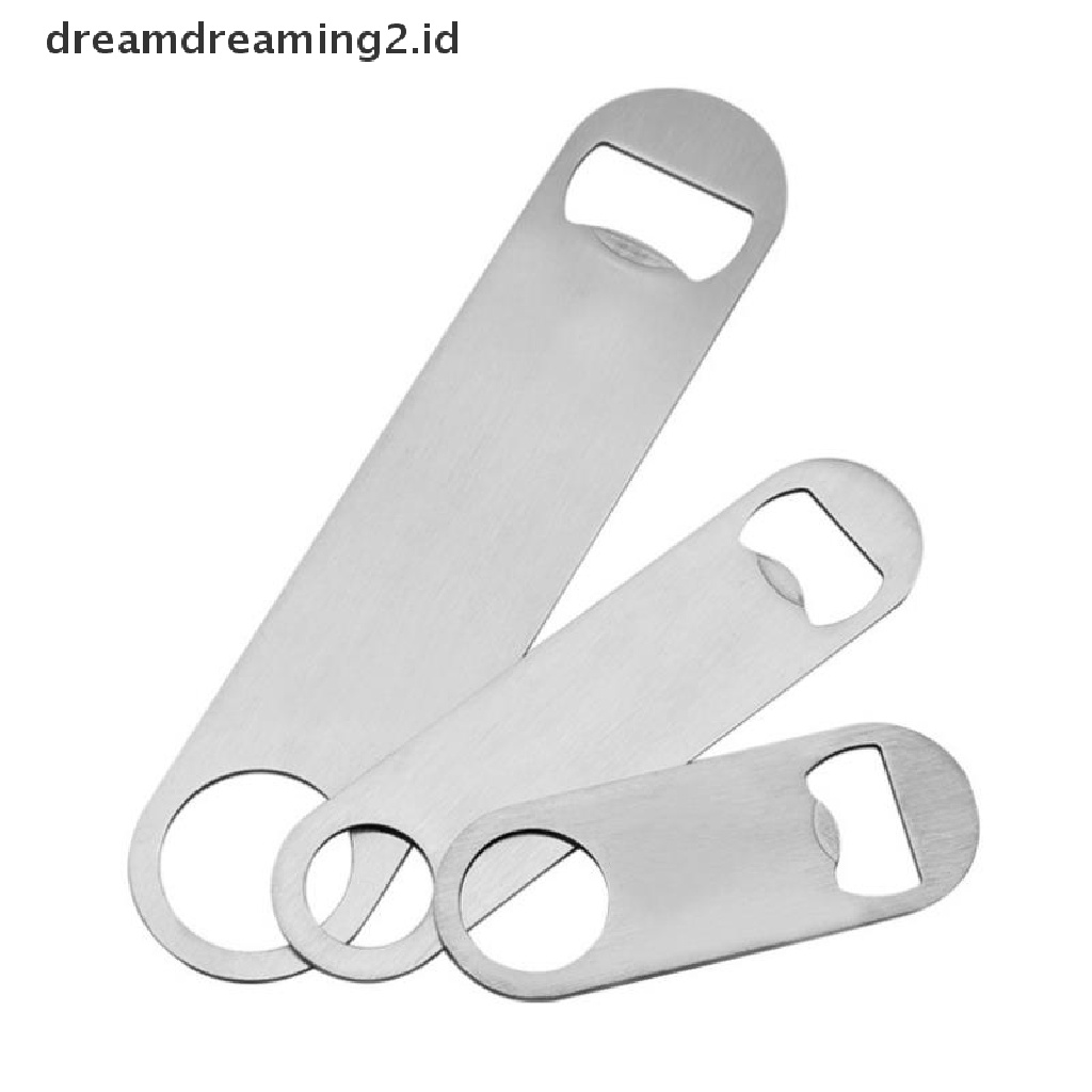 (hot) Pembuka Botol Bir Mini Tahan Lama Stainless Steel Flat Speed Bottle Cap Opener//