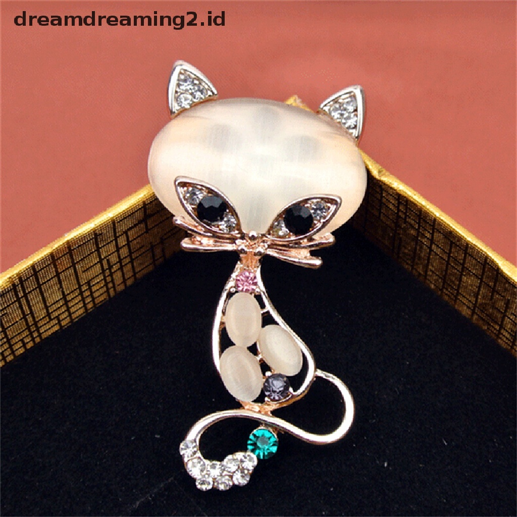 (Hot) Hot Opal Batu Fox Bros Wanita Fashion Hewan Lucu Pin Bros Perhiasan//