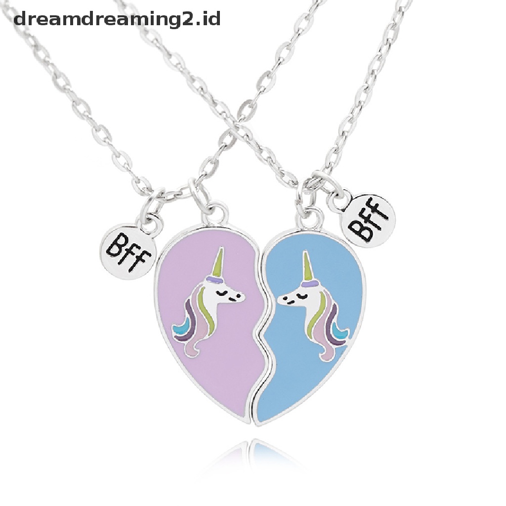 (hot) Kalung Best Friends Pecah 2pcs Kalung Persahabatan Jahitan Cinta Unicorn//