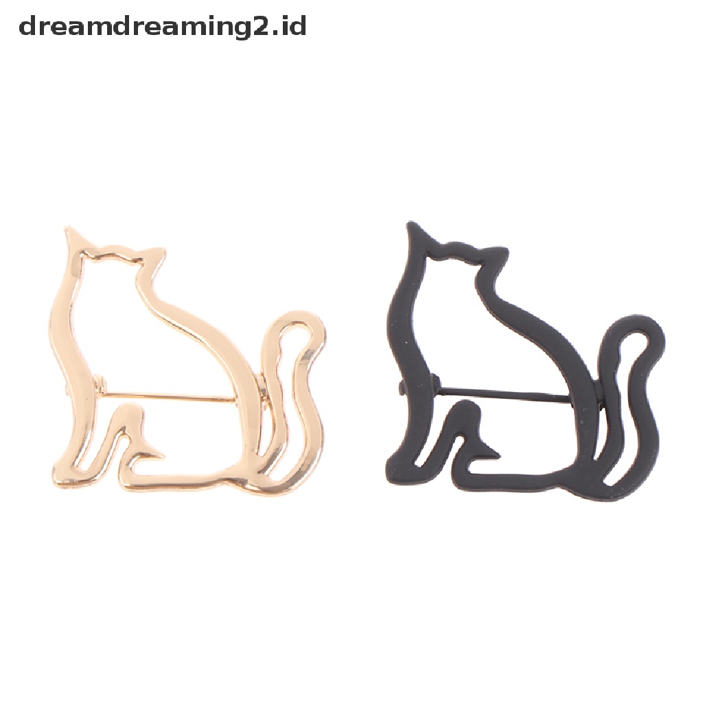 (hot) Bros Kucing Kecil Berongga Lucu Untuk Wanita Kepribadian Selendang Jas Sweater Pin//