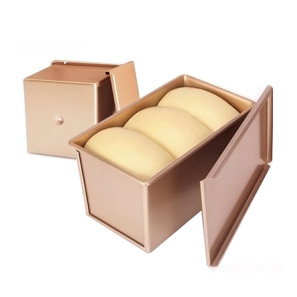 Carbon Steel Toast Box Mold Loyang Anti Lengket Roti Baking Tray Tahan Panas Warna Emas Cetakan Bakeware Dengan Penutup