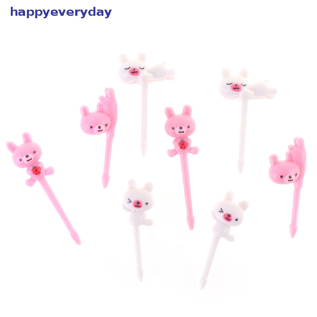 [happy] 8pcs Garpu Buah Hewan Beruang Mini Lucu Kartun Snack Kue Dessert Makanan Tusuk Gigi [ID]
