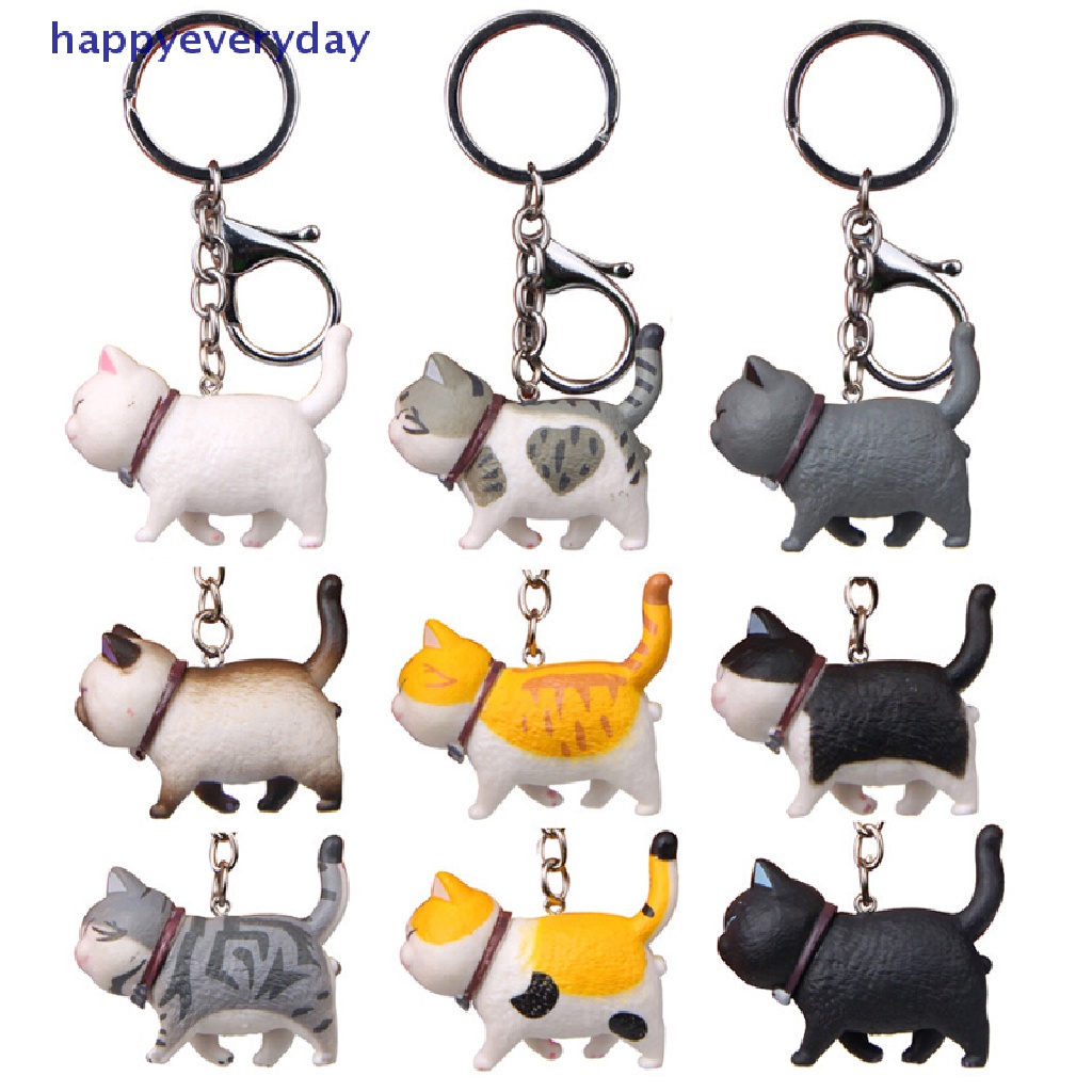 [happy] New Lovely Cat Kitten Keychain Gantungan Kunci Handbag Liontin Ornamen Hadiah Mainan Anak [ID]