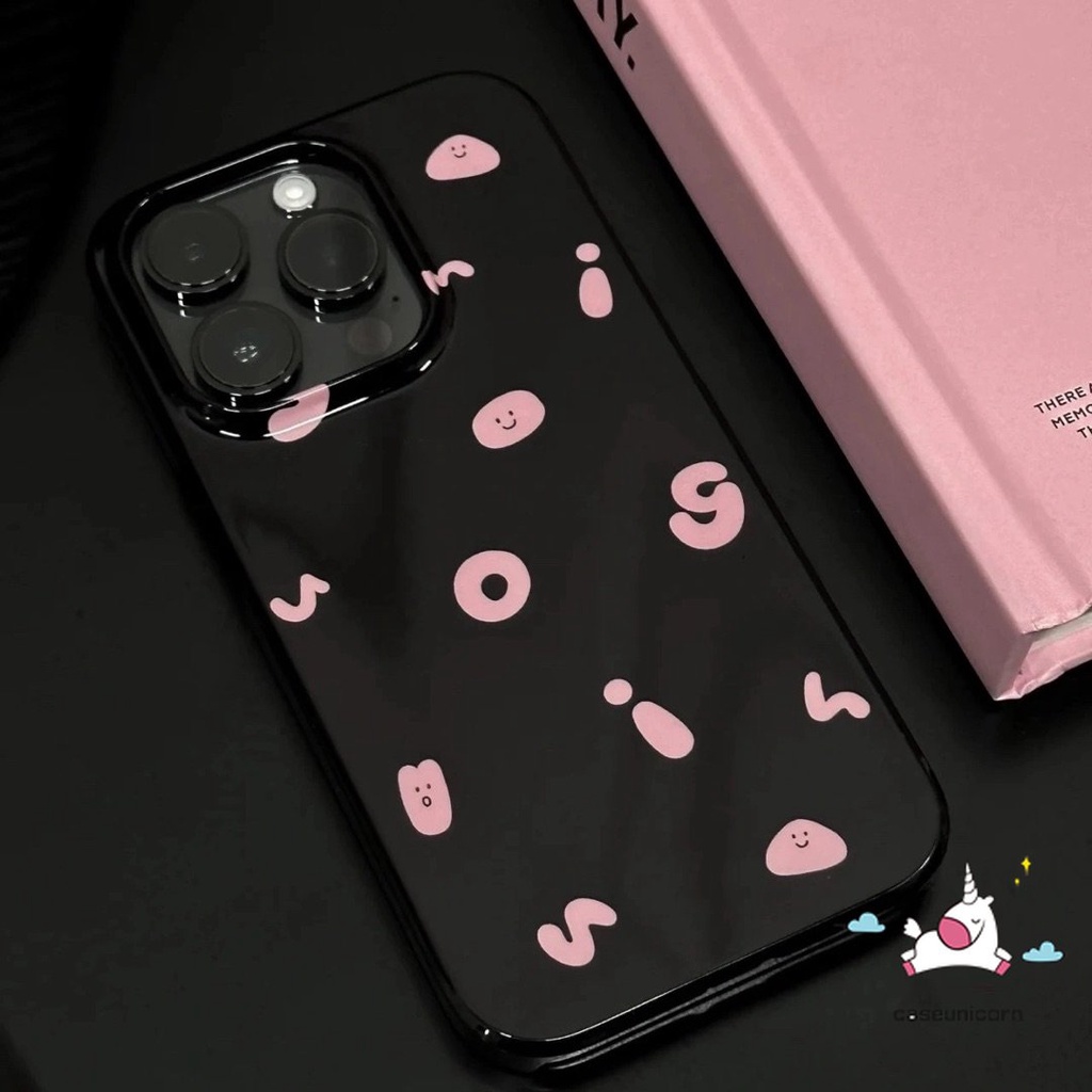 Simple Alphabet Glossy Case Kompatibel Untuk IPhone Xr7 8 Plus 11 13 14 12 Pro Max X XS Max SE 2020 Ins Fashion Halus Lucu Smiley Lembut Tpu Silicon Pasangan Ponsel Case