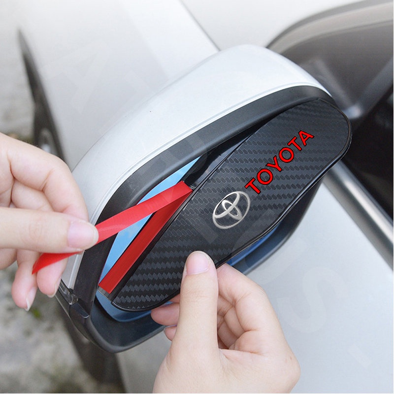 2pcs Toyota Carbon Fiber Kaca Spion Mobil Alis Hujan Rainproof Cover Untuk Avanza Rush Kijiang Innova Razie Yaris Wish Corolla Cross