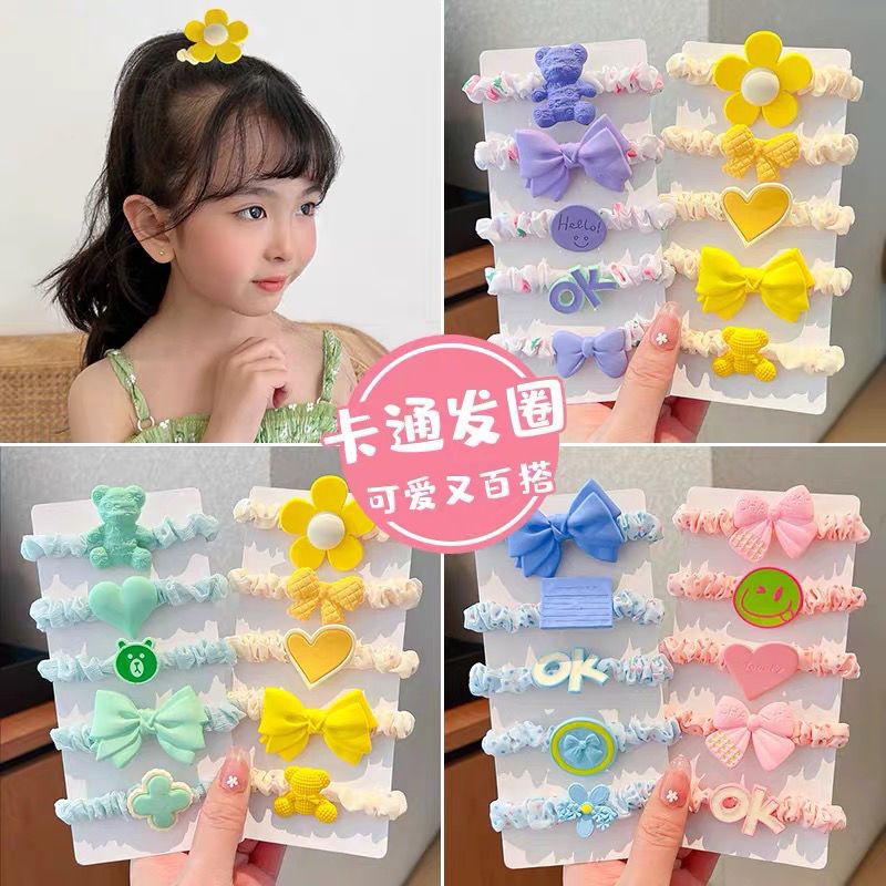 Ikat Rambut Karet Tebal Elastis Set 5 PCS Karakter Lucu Berkualitas Impor