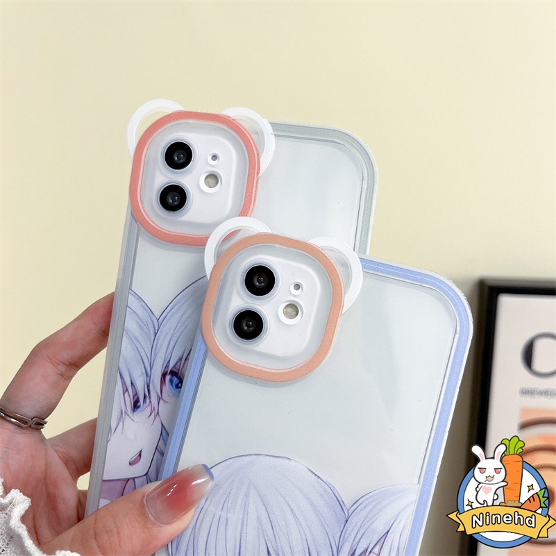 IPHONE Casing Kompatibel Untuk Iphone14 13 12 11 Pro Max X Xr Xs Max SE 8 7 6 6s Plus Animasi Pasangan Pola Casing Ponsel Sederhana Anti Jatuh Bening Glossy Bumper Shockproof Cover Pelindung