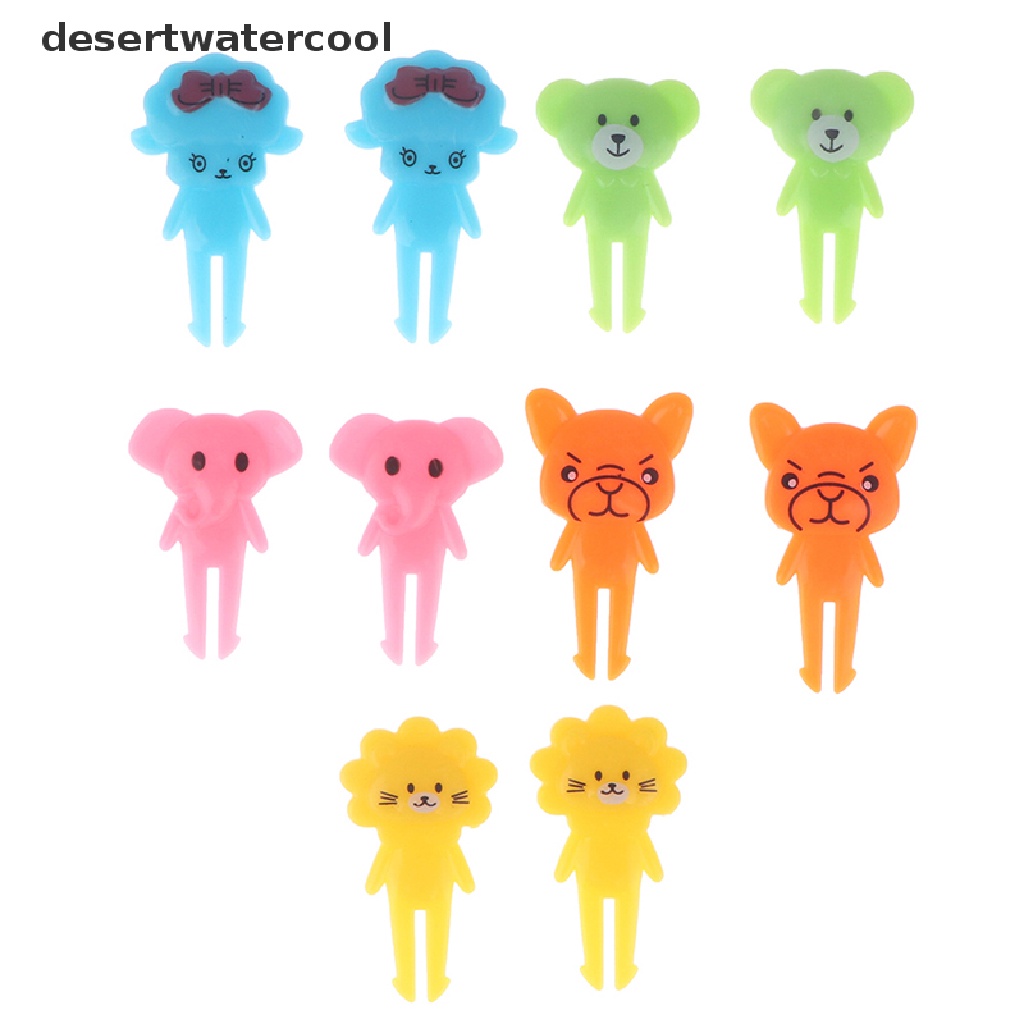 Deid7per8/10pcs Kartun Mini Garpu Buah Animal Farm Mini Cartoon Fruit Fork Food Fork Martijn