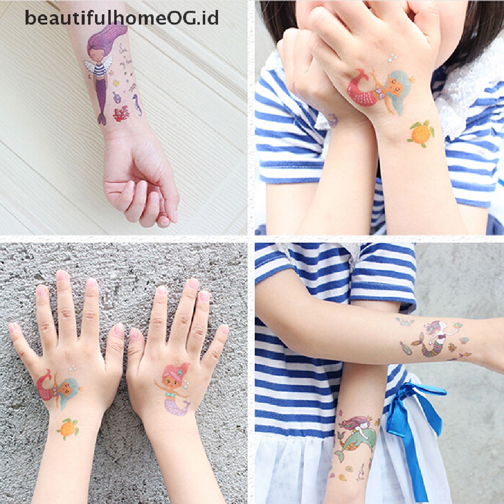 // Beauty// Tato Temporer Kartun Anak Mermaid Sticker Tato Palsu Tahan Air **