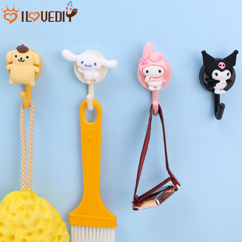 [Unggulan] Rak Gantung Benda Bantalan Beban Yang Kuat Rak Penyimpanan Sikat Handuk Tahan Lembab Tas Hemat Tempat Kunci Jalur Data Kait Kartun Perekat Diri Tanpa Jejak