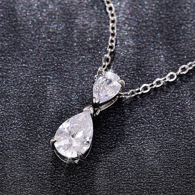 Kalung Liontin Kristal Cubic Zirconia Bentuk Pir Sederhana Dan Elegan Untuk Wanita Mewah Fashion Lady Perhiasan Pesta Pernikahan