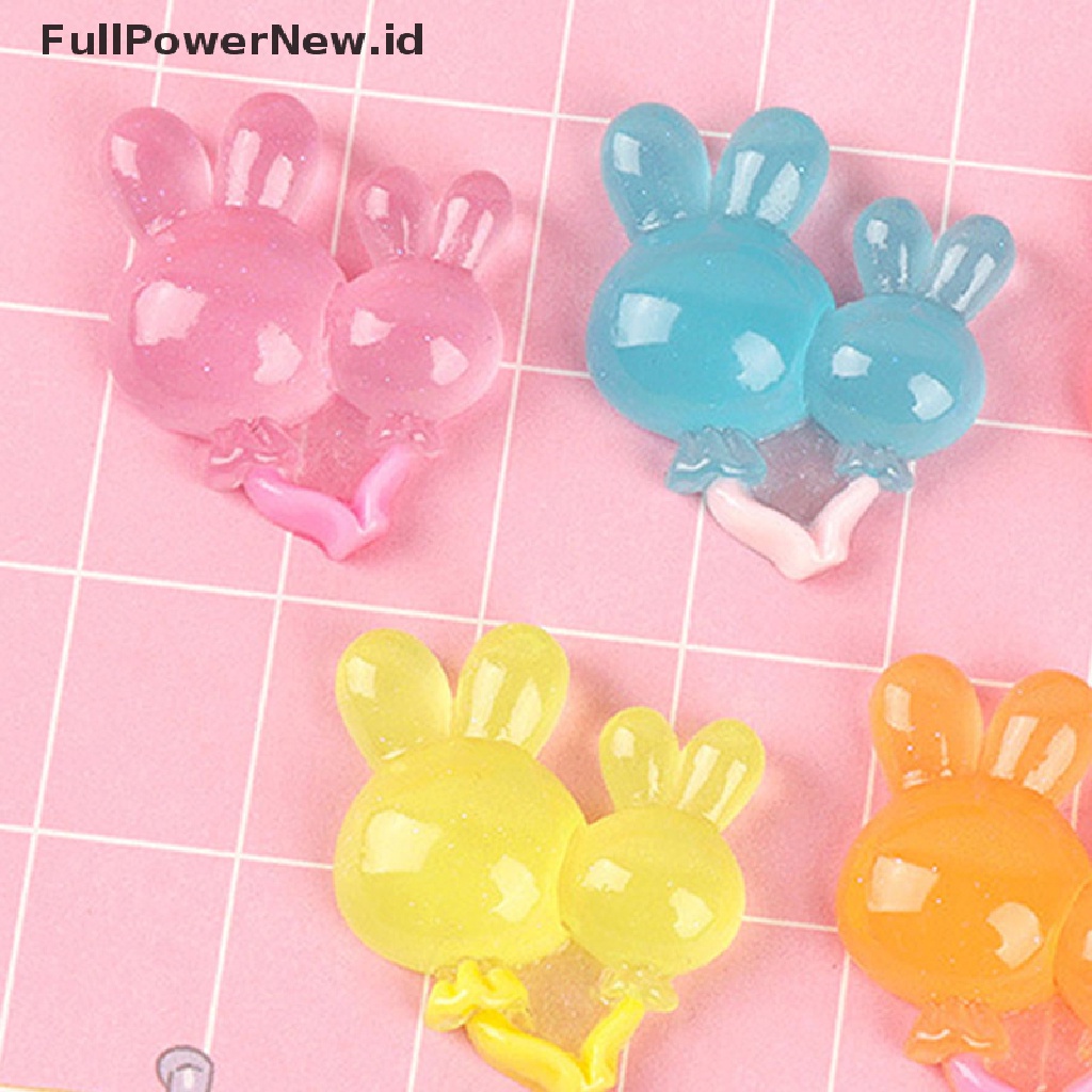 Power 10Pcs Mini Luminous Resin Bunny Balon Glow In The Dark Miniatur Ornamen ID