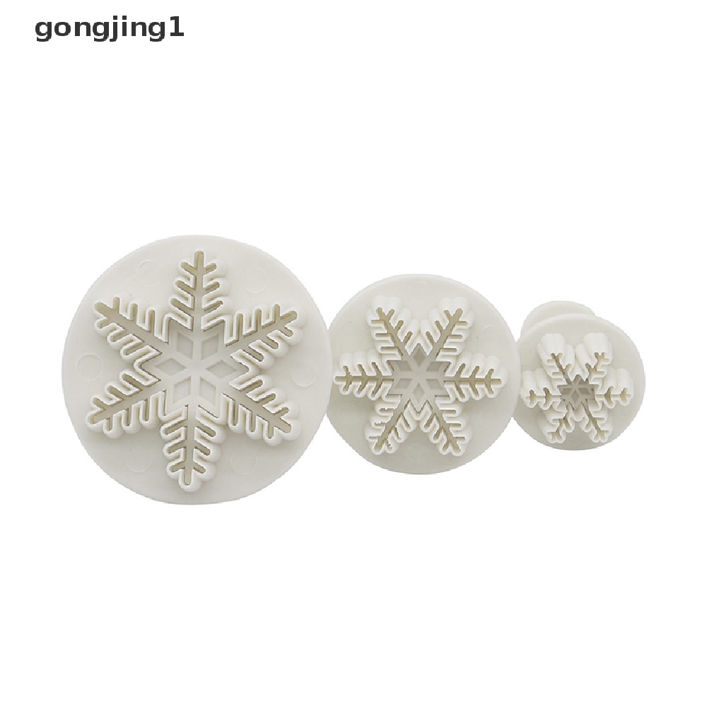 Ggg 3pcs/Set Snowflake Plunger Cutter Cetakan Kue DIY Fondant Cake Sugarcraft Decor ID