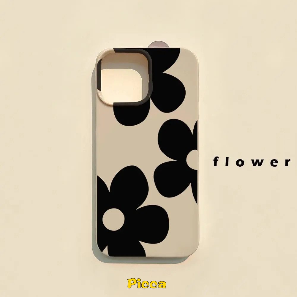 Ins Gaya Korea Sederhana Tiga Bunga Case Kompatibel Untuk IPhone 7Plus XR 11 14 13 12 Pro Max X XS Max SE 2020 8 7 Plus Glossy Shockproof Kamera Perlindungan Lembut Tpu Phone Cover