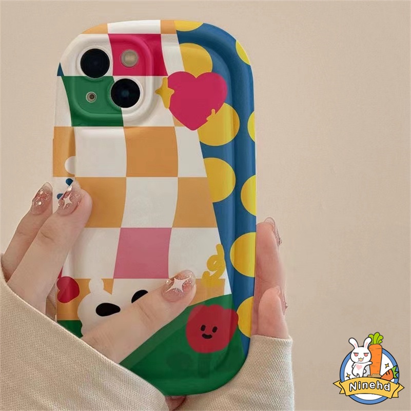 Realme C55 C35 C33 C31 C30 C30s 10c21y C25Y C25 C20 C20A C17 C15 C12 C11 7i 5 5s 5i 6i Badut Lucu Warna Kontras Checker Phone Case Airbag Shockproof Soft Case Cover Pelindung