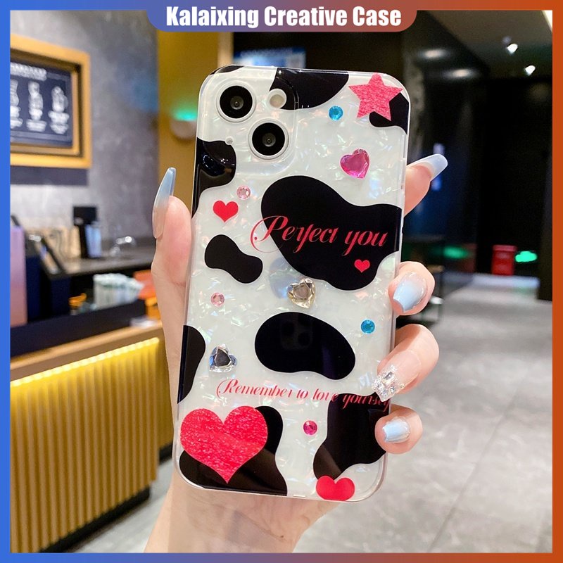 Casing Cangkang Bersinar Untuk Samsung S21 S22 S23 Plus Ultra Z Flip3 Z Flip4 Soft Case Dengan Motif Sapi Dan Soft Case Motif Love