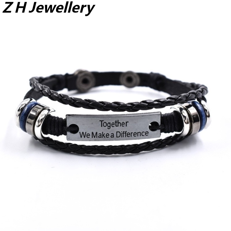 [Z H Perhiasan] Vintage Pasangan Manik-Manik Gelang Kulit Pria Dan Wanita Fashion Stainless Steel Multilayer Gelang Punk Pesta Rock Perhiasan Aksesoris