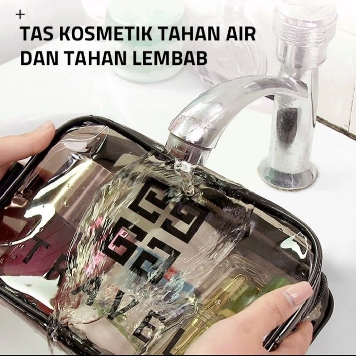 CHIARO TAS KOSMETIK TRANSPARAN POUCH KOSMETIK TRAVEL BAG BENING WATERPROOF / TAS PERALATAN MANDI