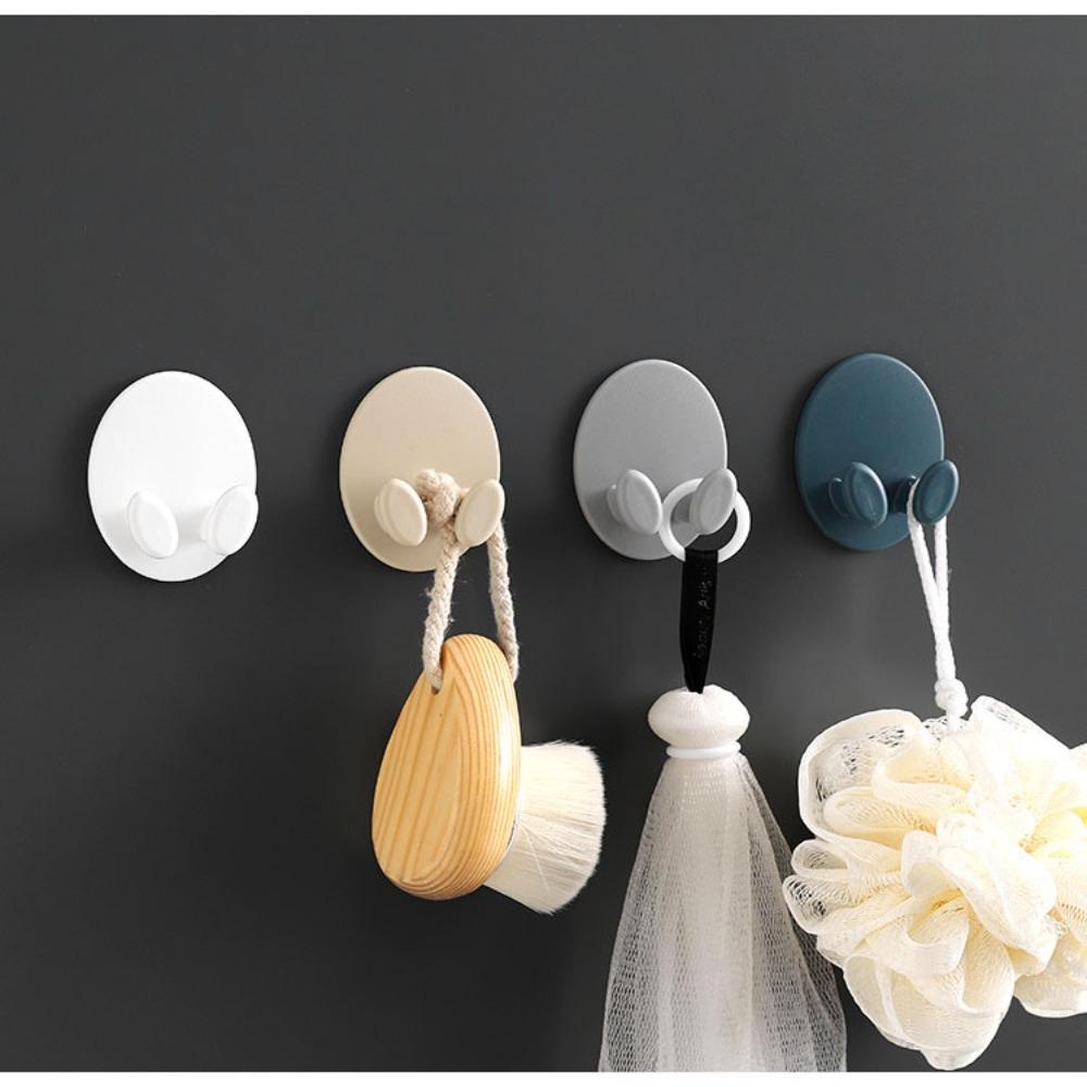 [Elegan] Hook Menempel 2Pcs Gantungan Tempel Dinding Perekat Diri Bentuk Oval Alat Penyimpanan Plug Hook