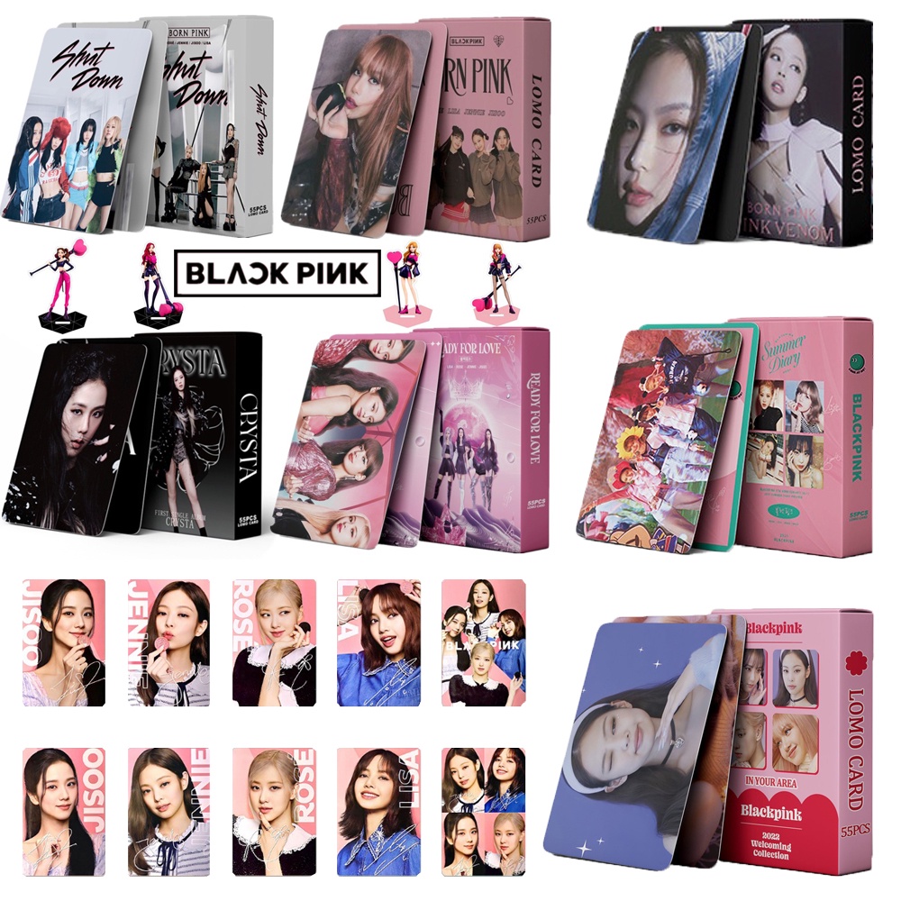 Kpop BLACK-PINK World Tour Album HD Lomo Card BORN PINK Ready For Love Photocard Postcard Stiker BP Lucu JENNIE ROSE JISOO LISA Boneka Pajangan Holder Koleksi Dekor Meja