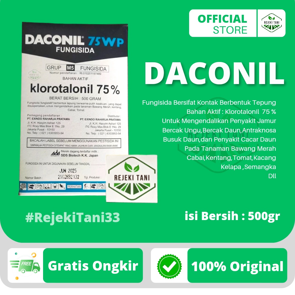 Fungisida Daconil Kloratolonil 75WP 500gr DAKONIL Racun Kontak Berbentuk Tepung Untuk Mengendalikan 