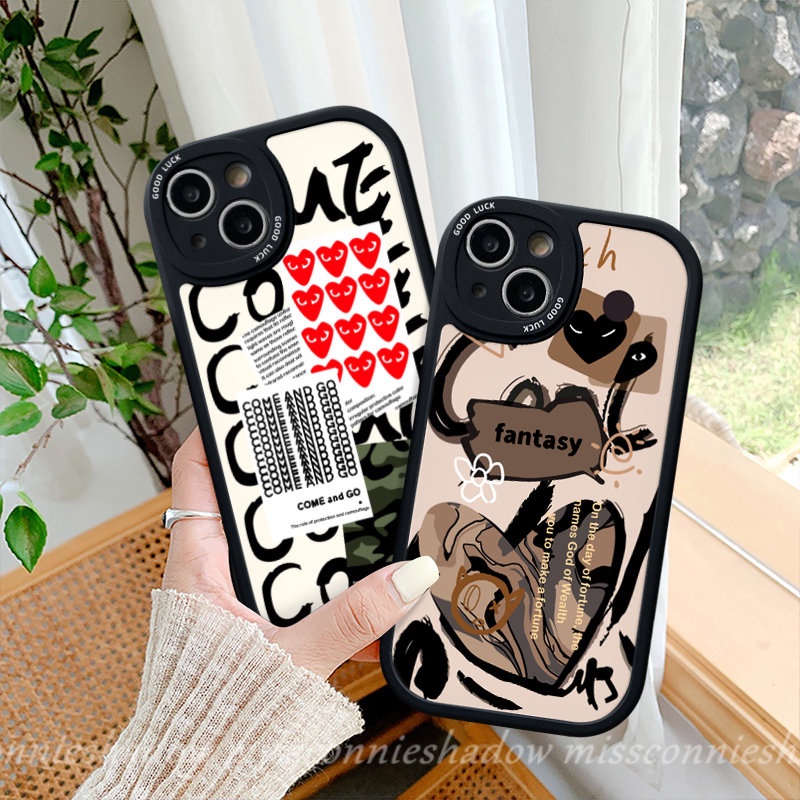 Redmi 12C 9A 10A A1 9 9T 10k40s 10C 9C Redmi Note 11s 10 11 10s 9s 10Pro 8 9 9Pro Mi 12 11 Lite 11T Poco X3 NFC Pro M3 Poco F4 Comme des Garcons Graffiti Love Heart Sarung