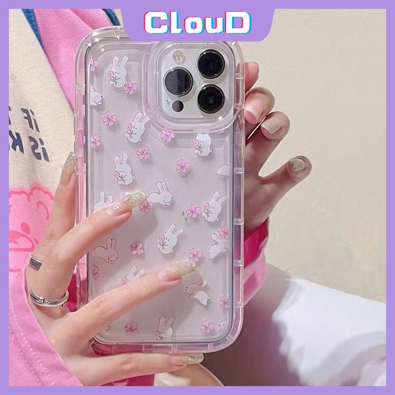 Casing Kartun Kelinci Lucu Realme C35 C33 C25Y C21Y C15 C20A C20 C11 2020 5s 6i 5 5i C3 C1 C25 C2 C12 C25s C11 2021 Fresh Flowers Soft Tpu Airbag Shockproof Clear Floarl Cover