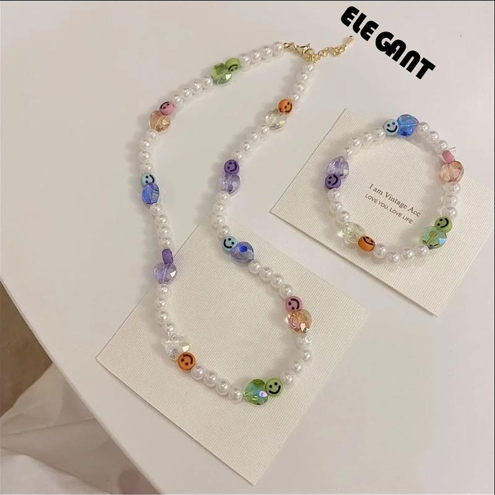 [Elegan] Kalung Mutiara Kreatif Fashion Hati Lucu Choker Gadis Smiley Face Bracelets