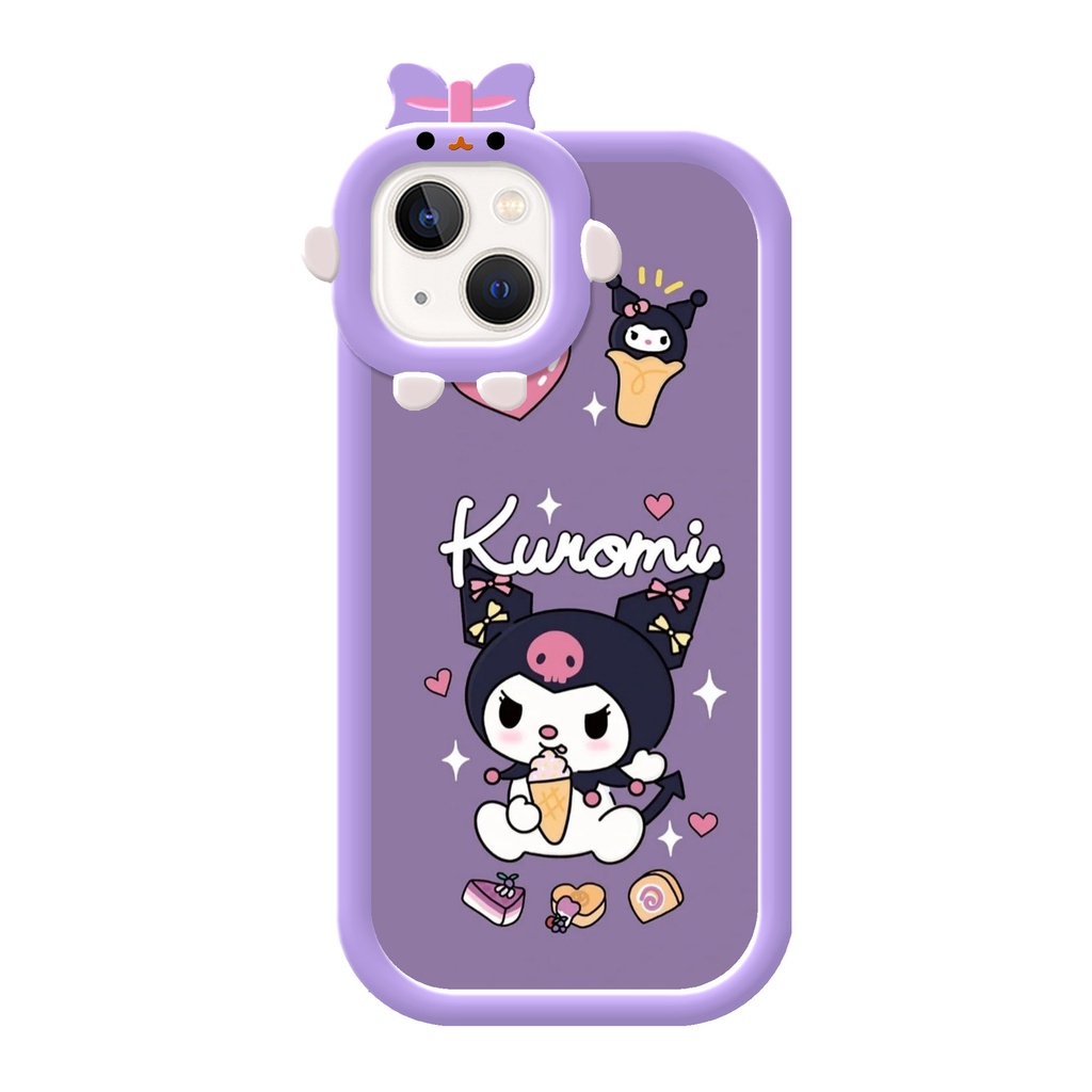 Kuromi Kartun Soft Phone Case Untuk 14 13 12 11 Pro Max X/Xs Max XR IPhone 6Plus/6S Plus 7Plus/8Plus Casing Ponsel Anti Jatuh